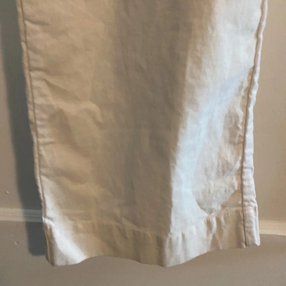 Tulle Anthropologie Crop Cotton Linen Low Rise Wide-Leg Pants White Size 6